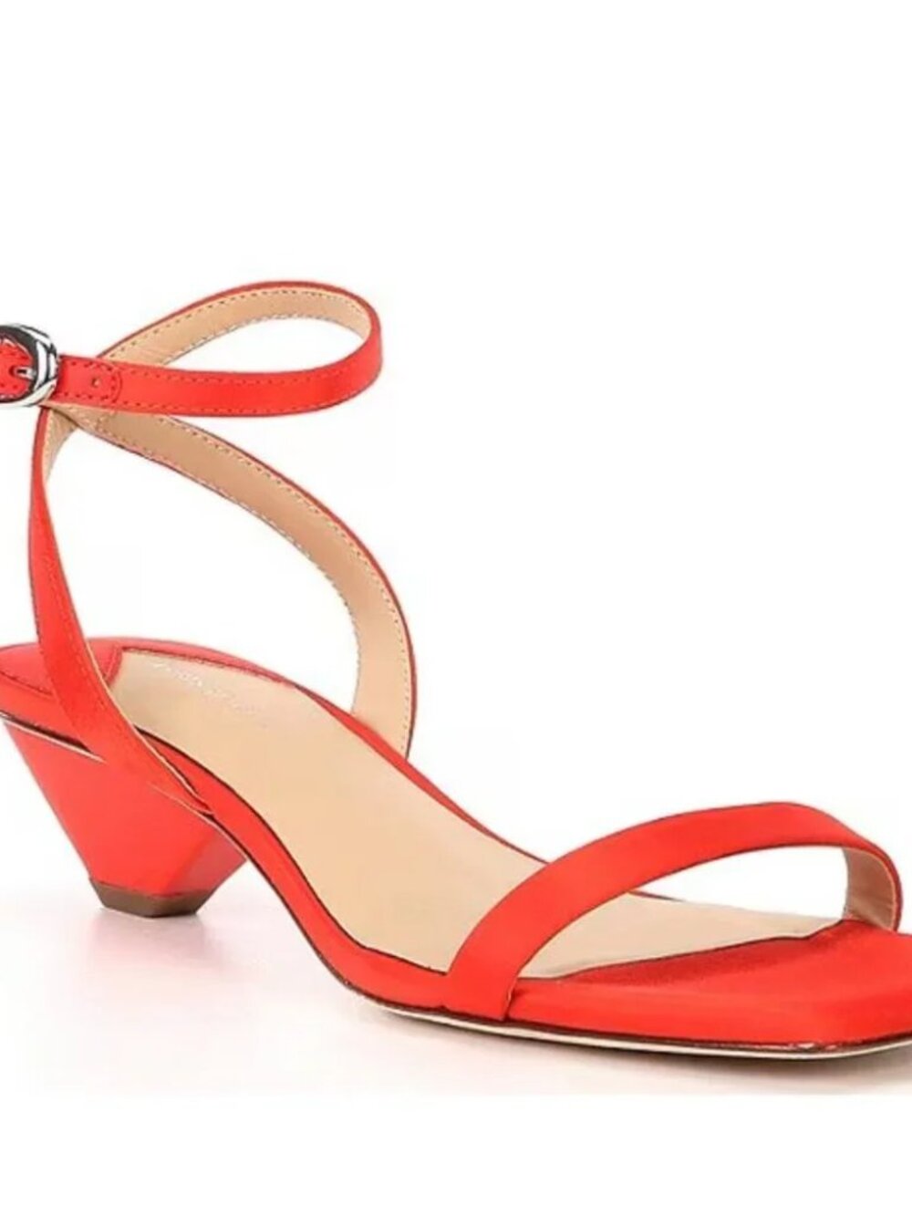 Antonio Melani Fina red satin dress sandals small,sculptural kitten heel 8.5 NWT